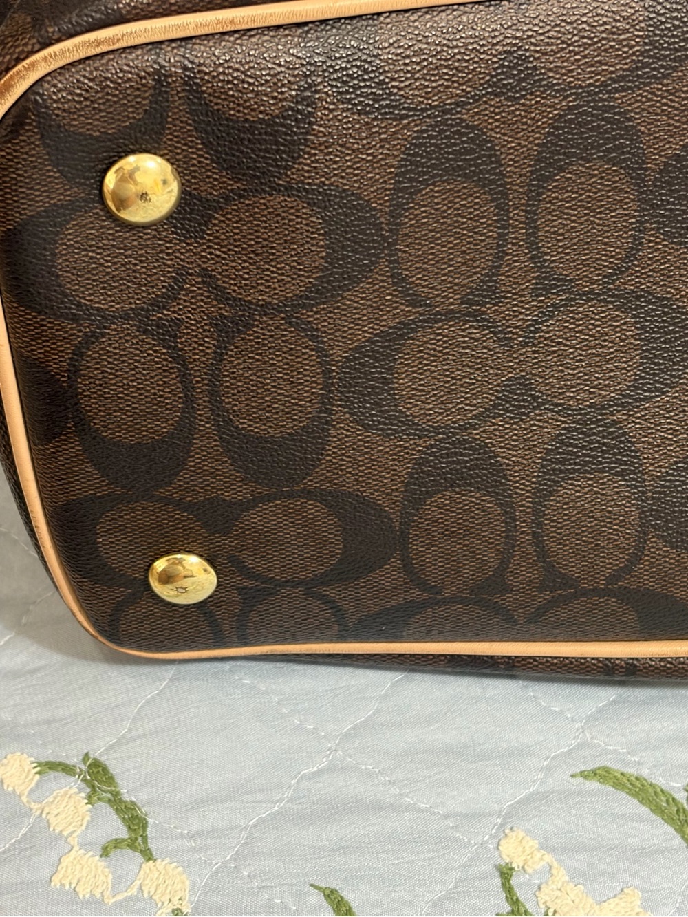 Coach Signature Peyton Coated Canvas Double Zip Carryall Tote & Wallet PreOwned - Picture 13 of 16